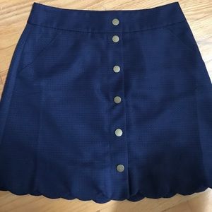 J crew Dark blue scalloped button skirt