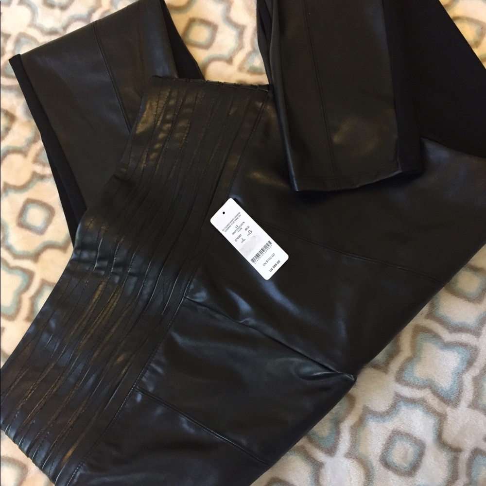 bebe black high waist tucked faux leather pants L
