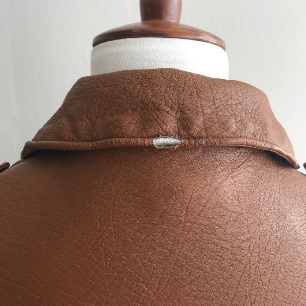 FALL LEATHER JACKET BROWN Silence + Noise SIZE S - Picture 6 of 8