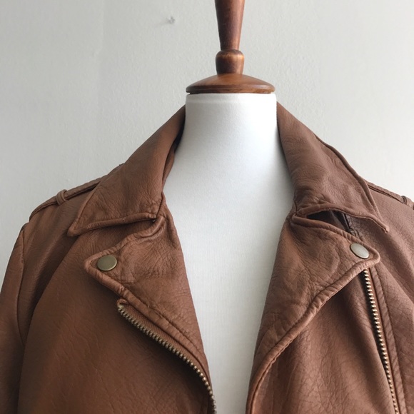 FALL LEATHER JACKET BROWN Silence + Noise SIZE S - Picture 5 of 8