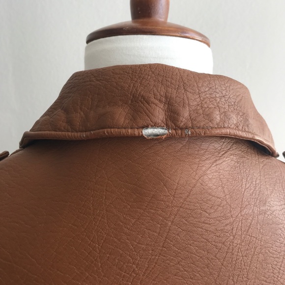 FALL LEATHER JACKET BROWN Silence + Noise SIZE S - Picture 6 of 8