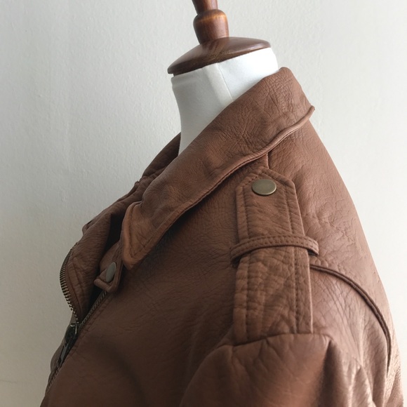 FALL LEATHER JACKET BROWN Silence + Noise SIZE S - Picture 7 of 8