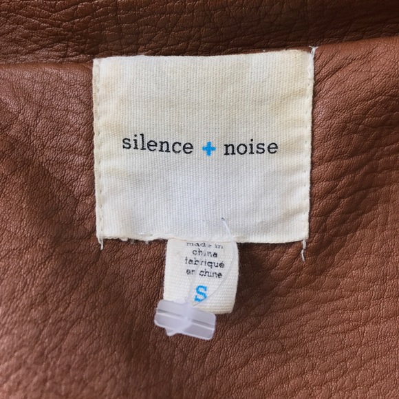 FALL LEATHER JACKET BROWN Silence + Noise SIZE S - Picture 8 of 8