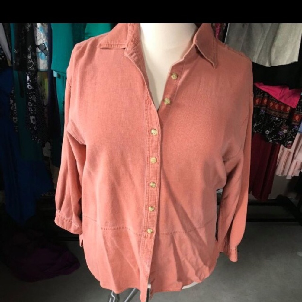 Super cute soft orange button up