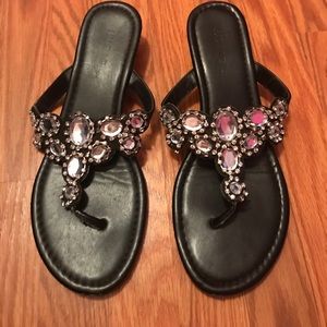 Black jeweled sandals