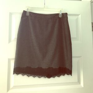 Ann Taylor LOFT Wool Stripe Lace Trim Skirt