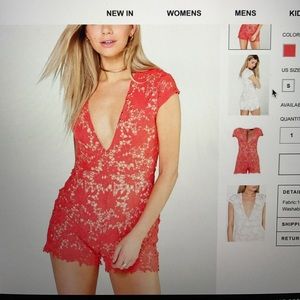 White lace / crochet low v romper