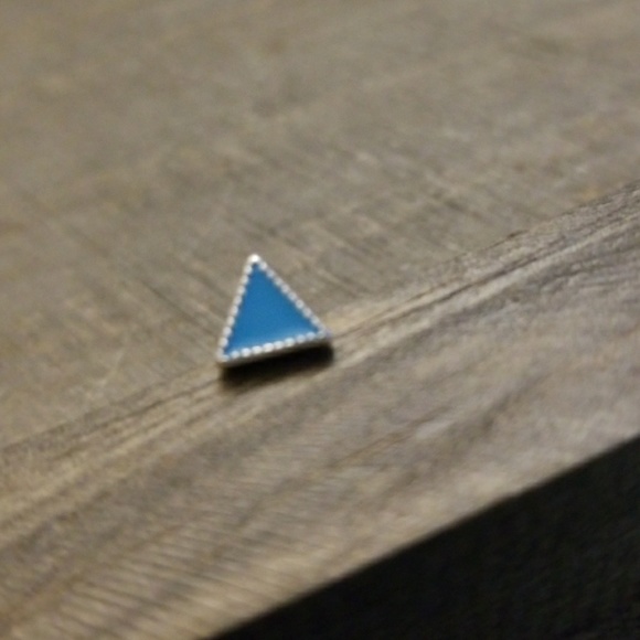 JBloom Silver and Teal Triangle Earrings - Picture 3 of 5