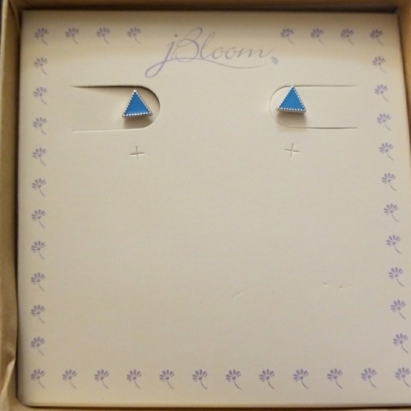 JBloom Silver and Teal Triangle Earrings - Picture 5 of 5