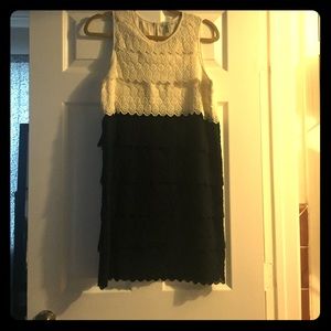 Black and white color block dress