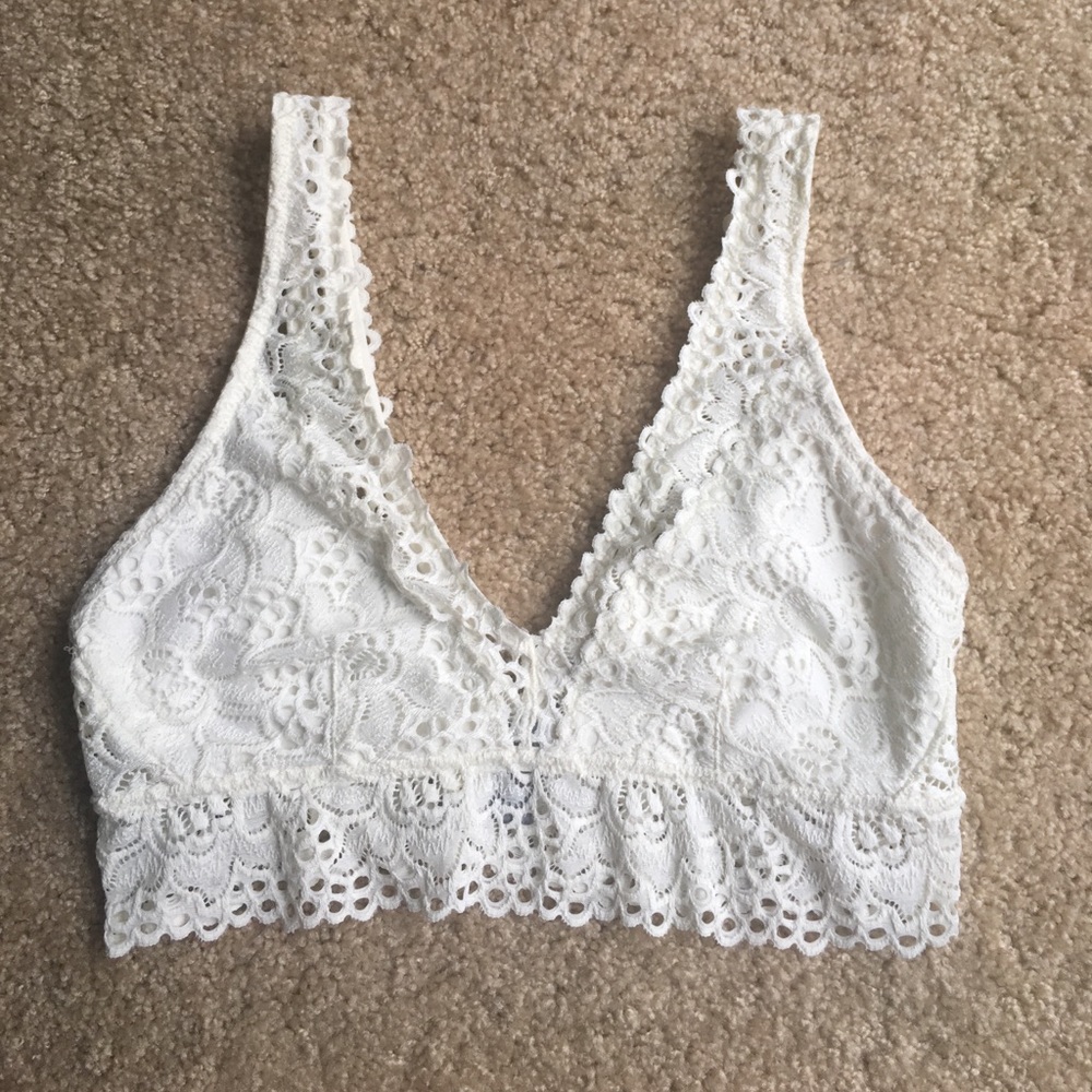 Off-white/cream lace bralette