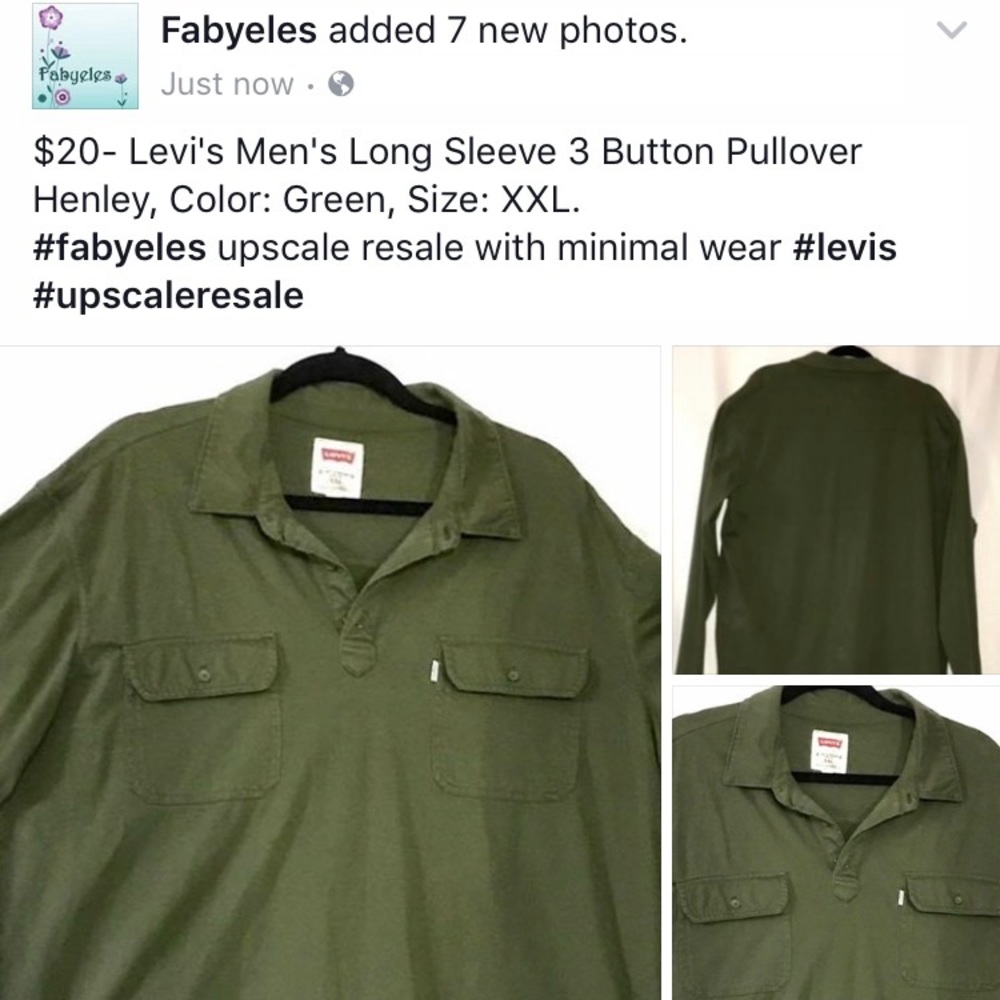 Levi's Men's Long Sleeve 3 Button Pullover Henley