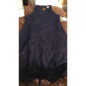 Navy blue lace dress with opening in back, size s