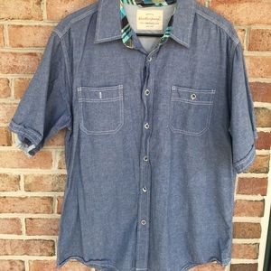 Men's Short Sleeved Denim Button Down Size Large