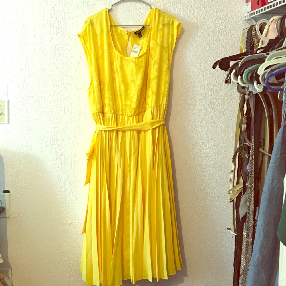 plus size Lane Bryant Yellow pleated dress
