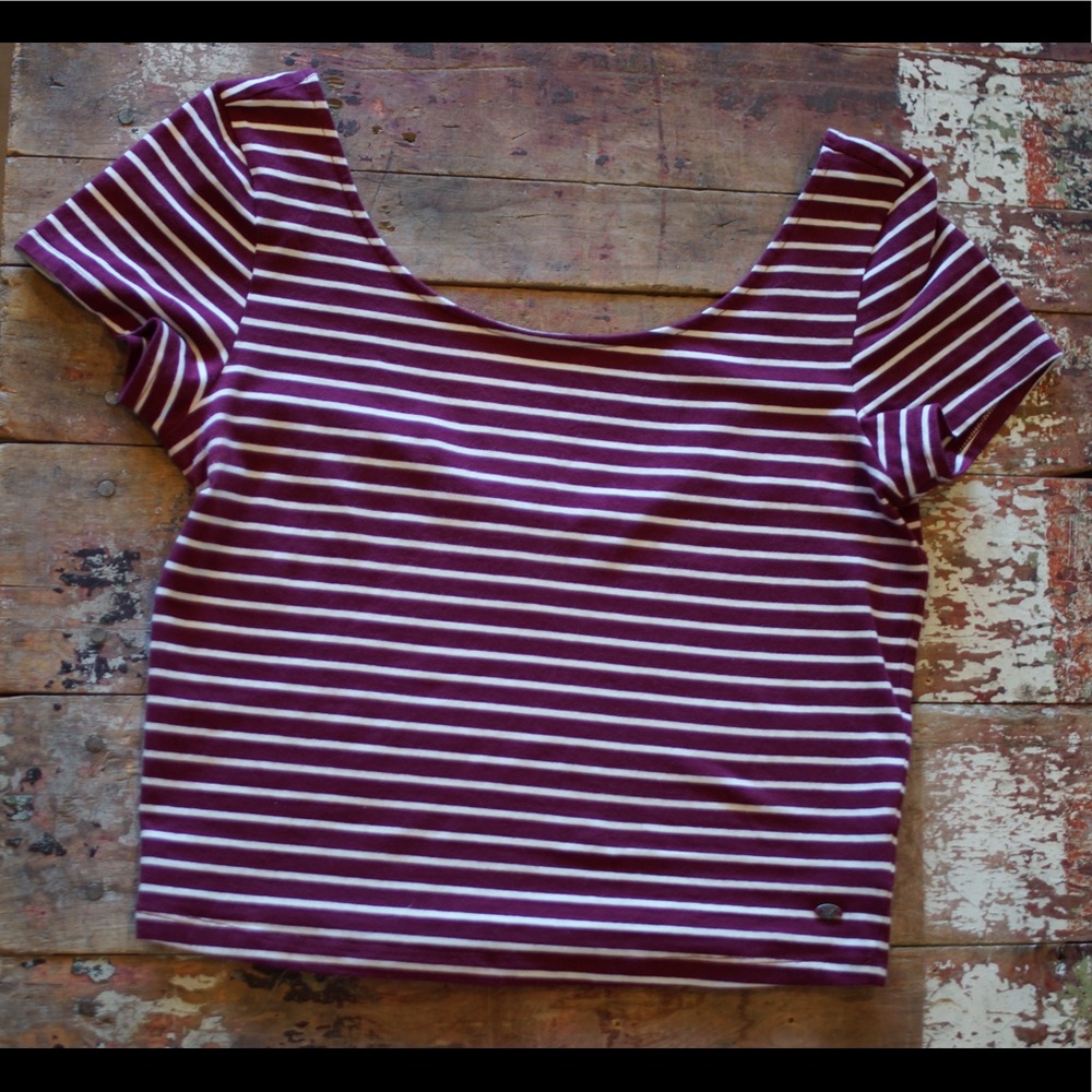 American Eagle Maroon Striped Crop Top