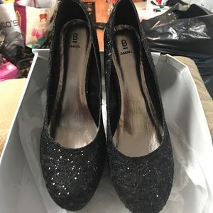 Black sequin heels