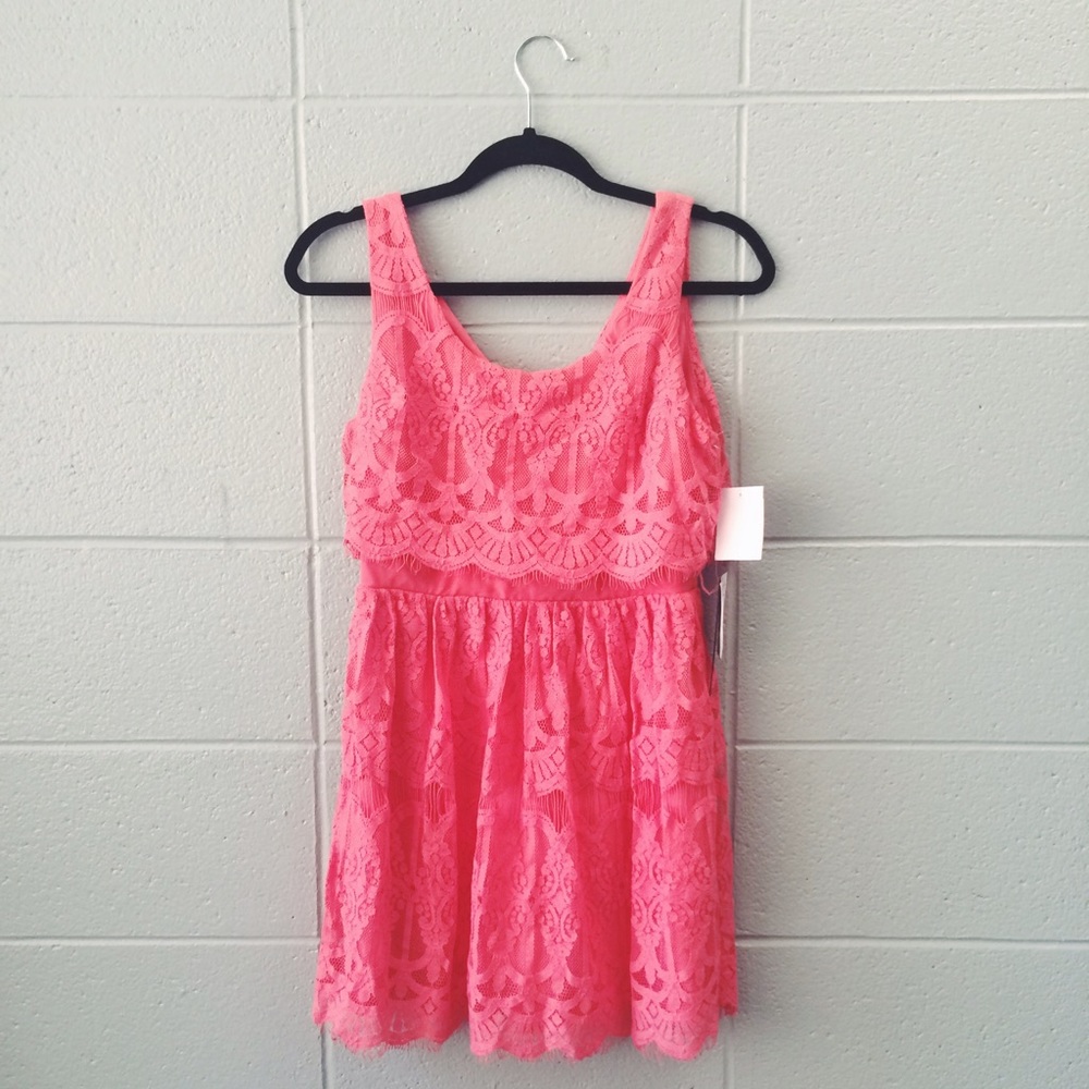 PINK PARTY COCKTAIL LACE DRESS Juniors 3 S Prom