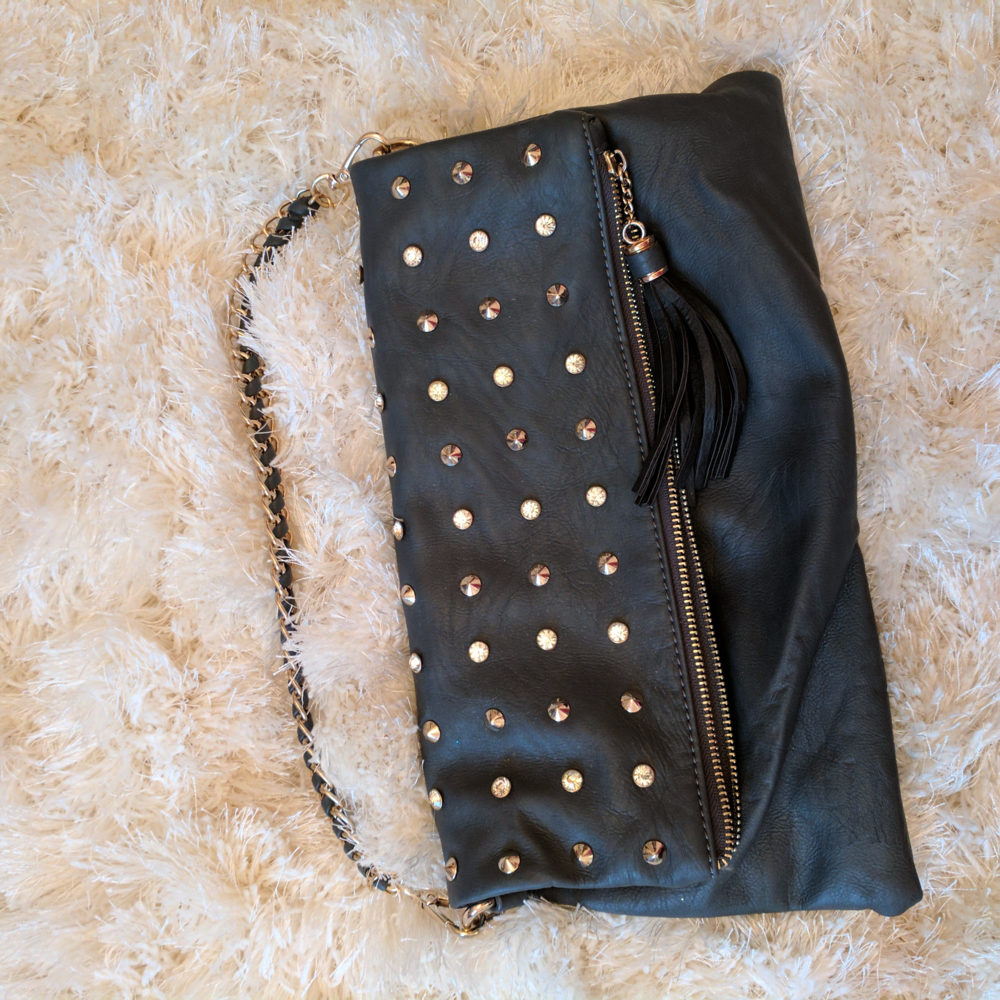 Studded grey handbag