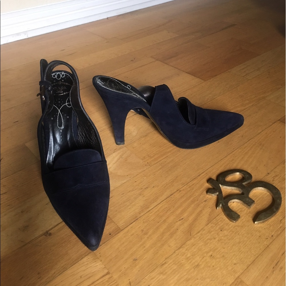 Suede Navy blue sling back Mary Janes!! Sz 40/10