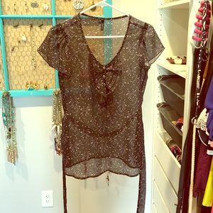 Maurice's Floral Blouse with Tie Waist