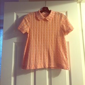 Pink eyelet blouse
