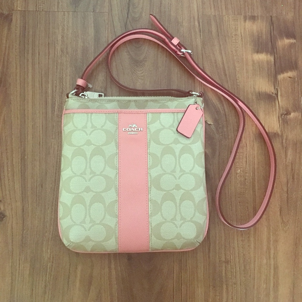 COACH Light Pink and Khaki Cross Body Bag