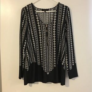 Silky black and white tunic
