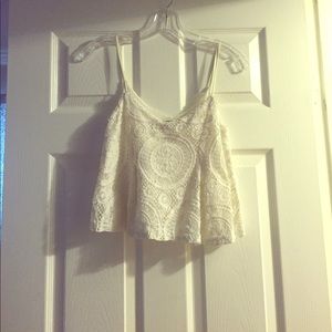 White crocheted crop top