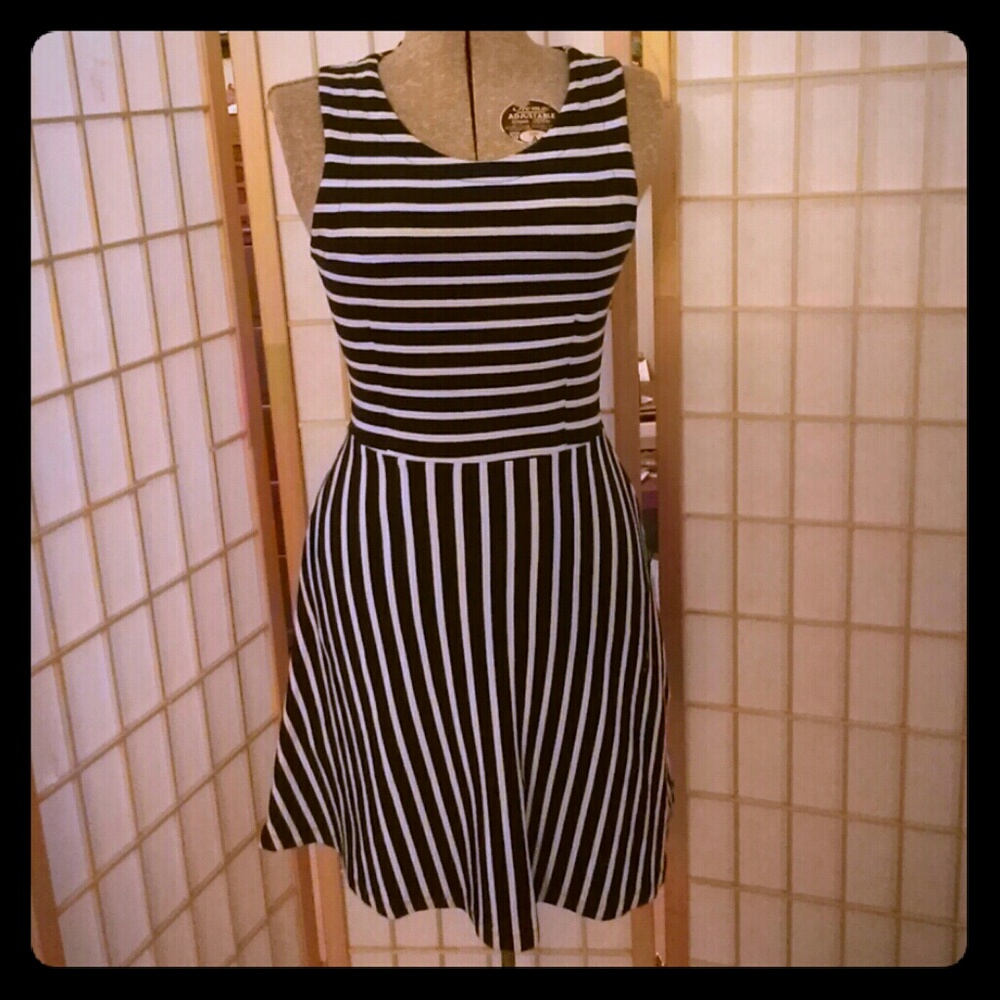 B/W striped mini dress