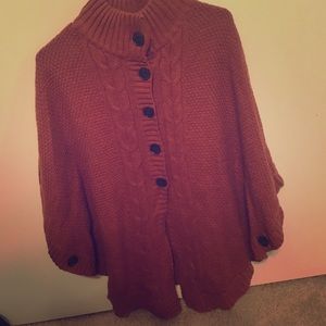 Burnt orange buttoned poncho