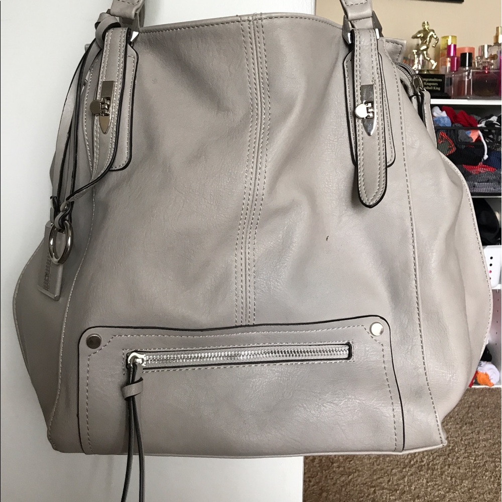 Grey bucket style purse