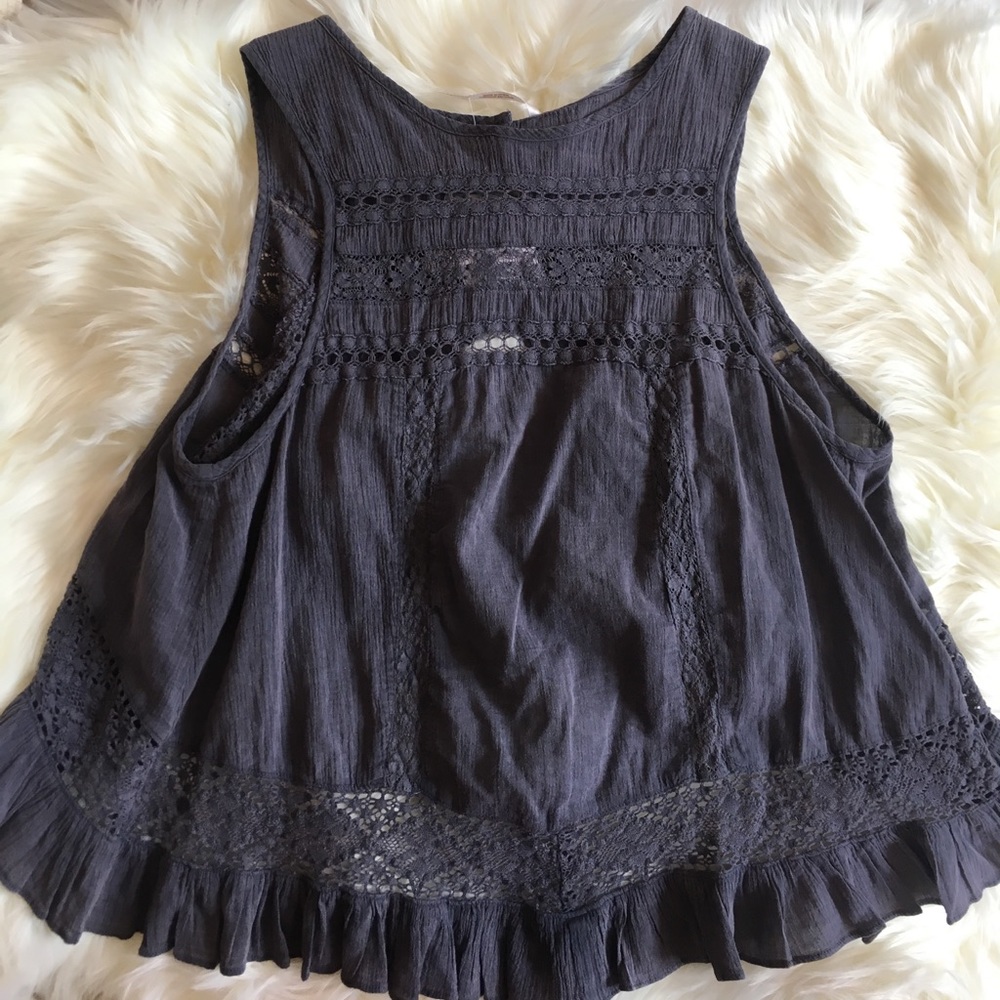 Free People Open Back Ruffle Tank