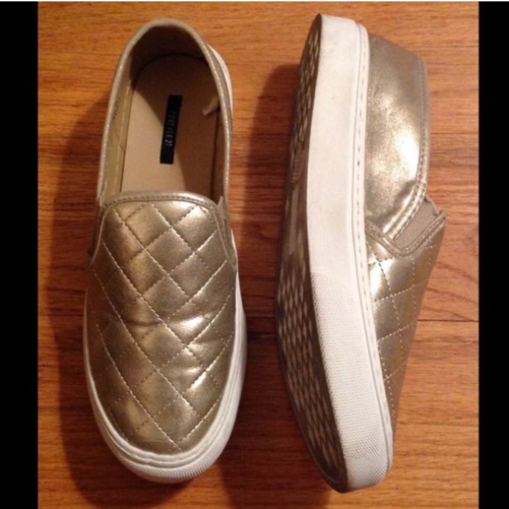 Forever 21 Gold Slip On Sneakers