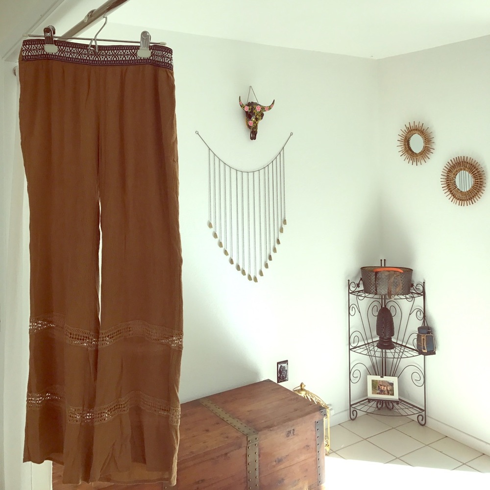 Boho Umgee brown/tribal detail lounge pants size M
