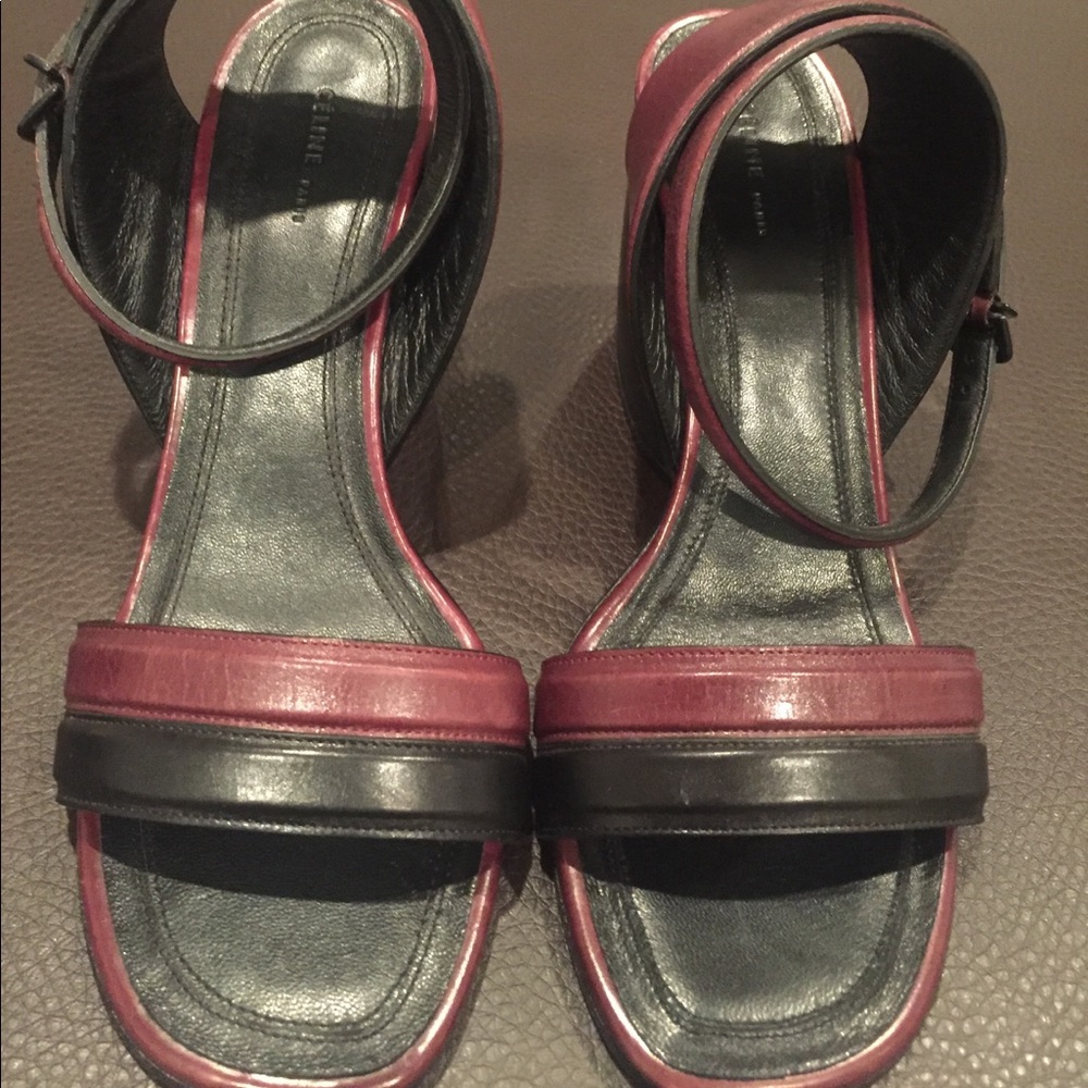 Authentic Celine two-tone sandal wedge