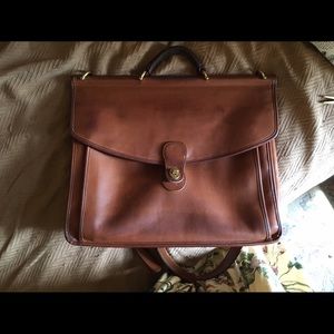 Coach Vintage Briefcase Messenger Bag Leather Tan