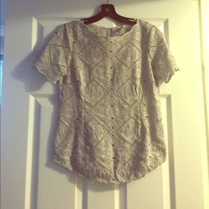 Grey eyelet blouse