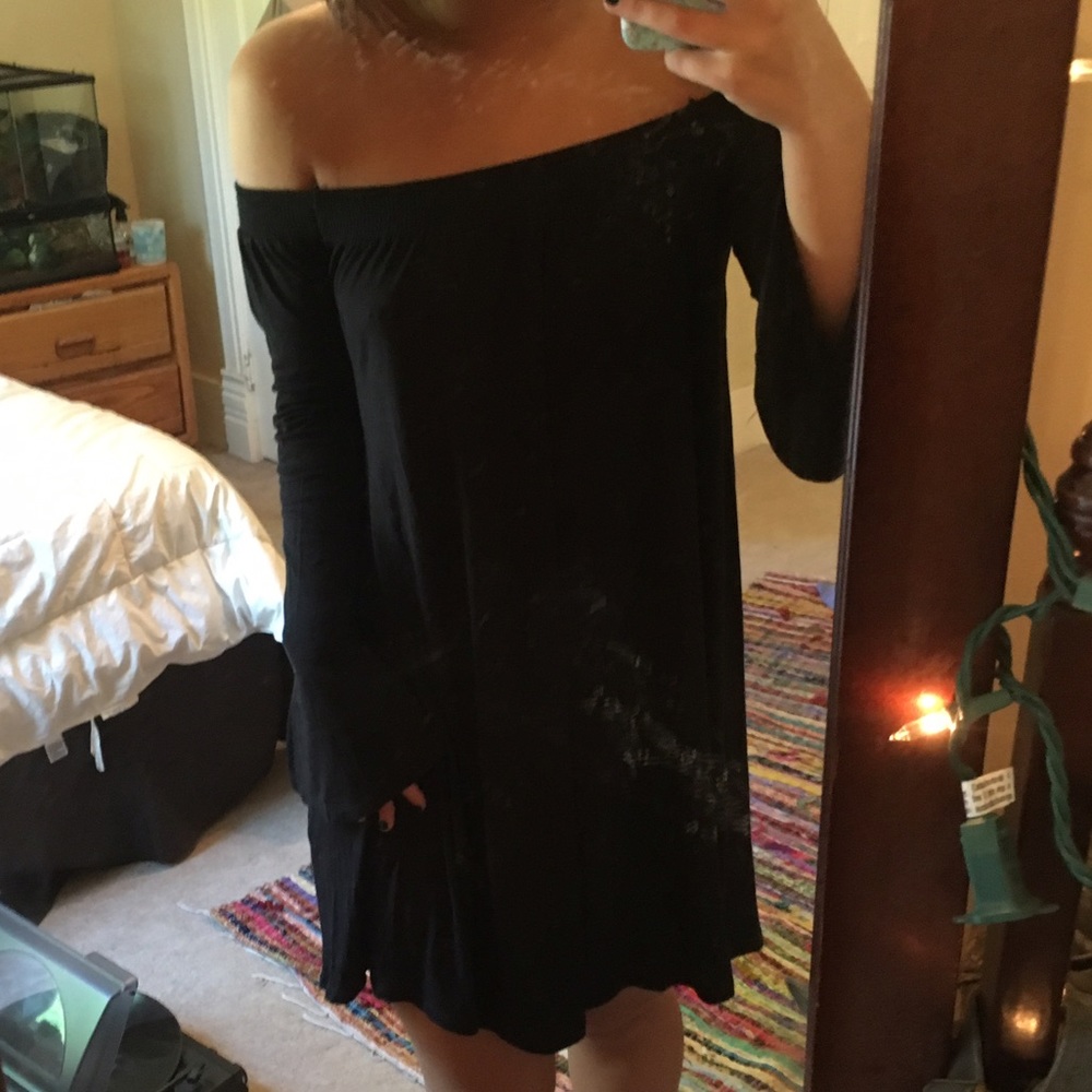 Hot Off The Shoulder Black Dress