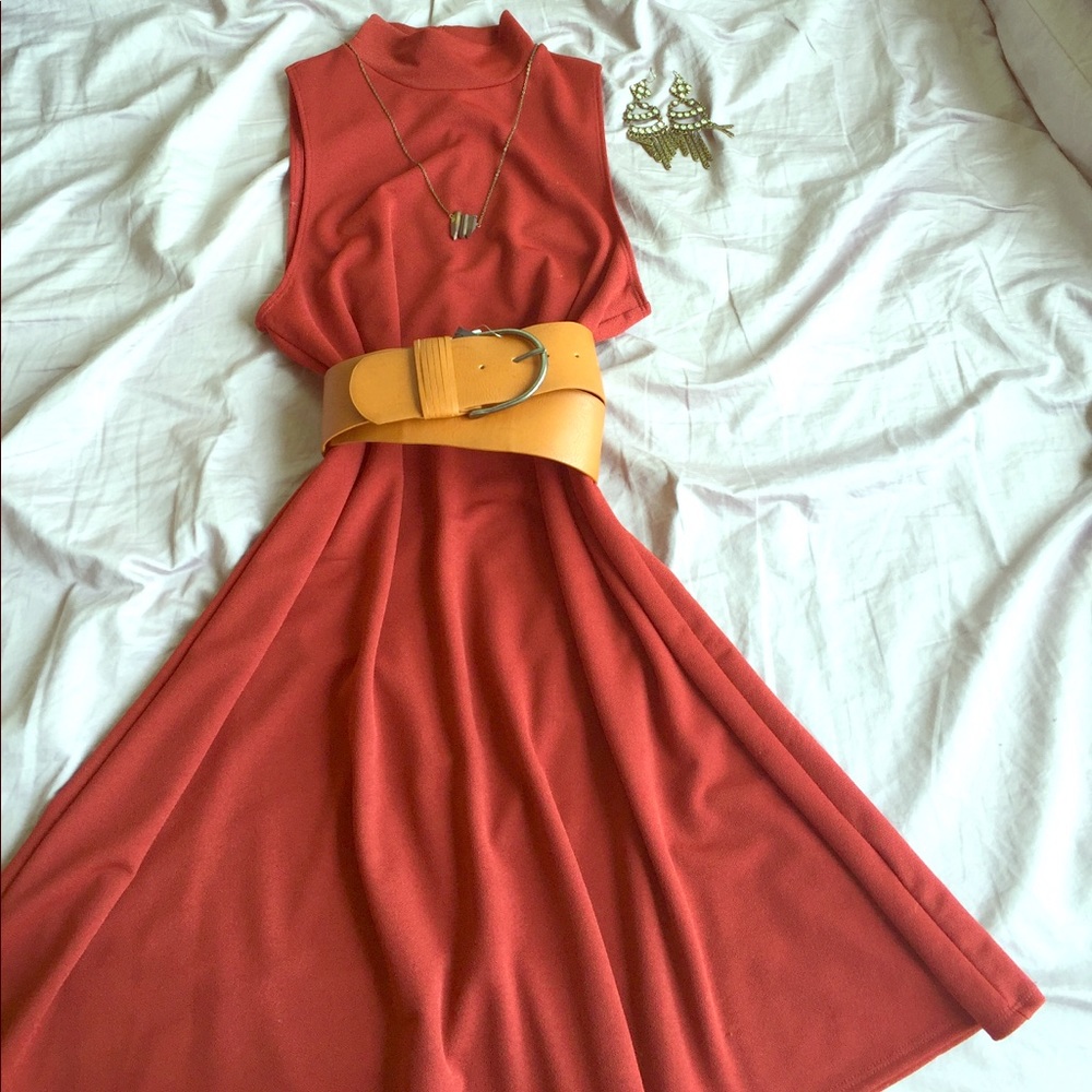 Red Dress with Belt