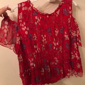 Red floral top