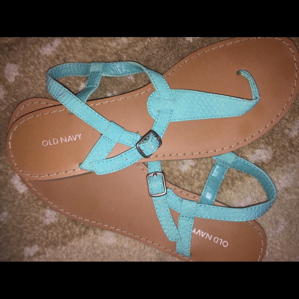 Turquoise snakeskin pattern sandals! Like new SZ 9