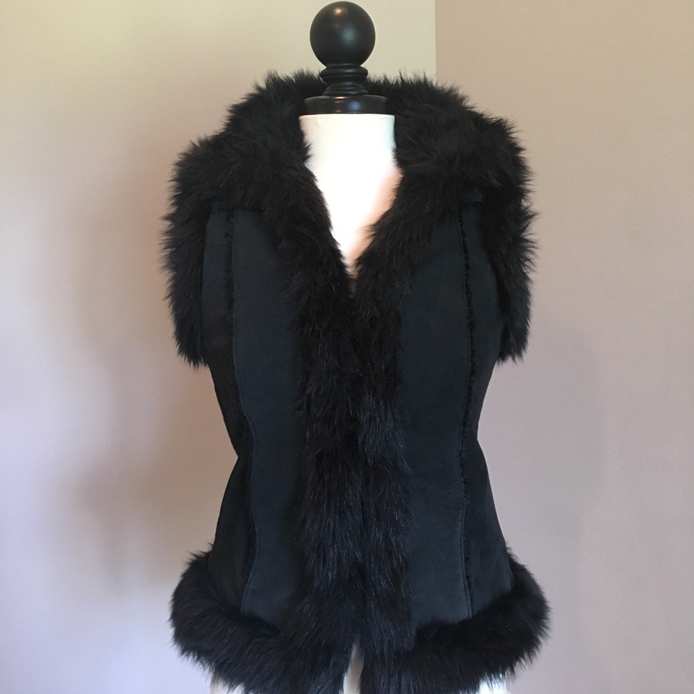 Express black fur vest