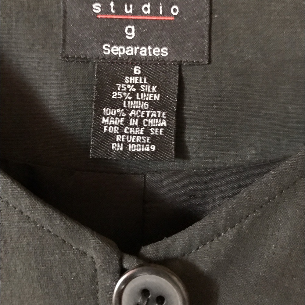 Black Silk Jacket. Single Button Closure. - image 1