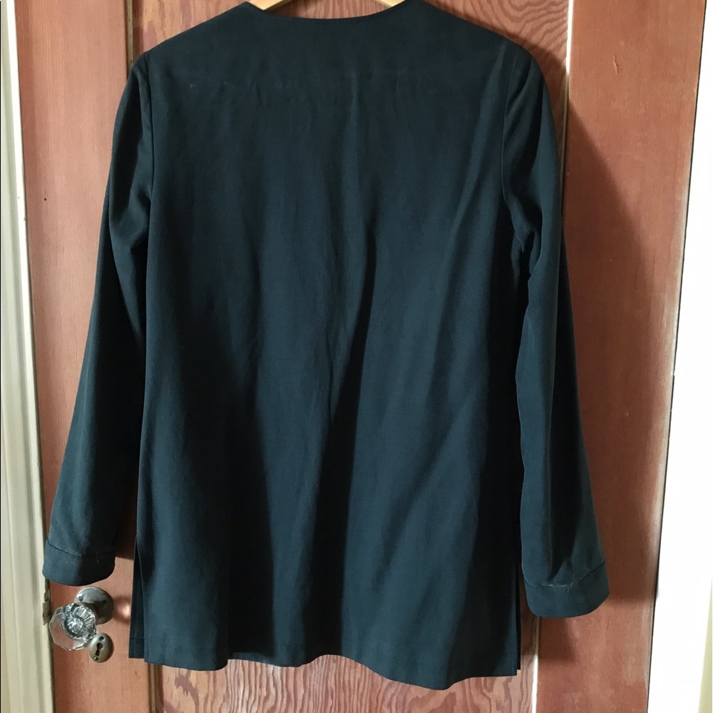 Black Silk Jacket. Single Button Closure. - image 3