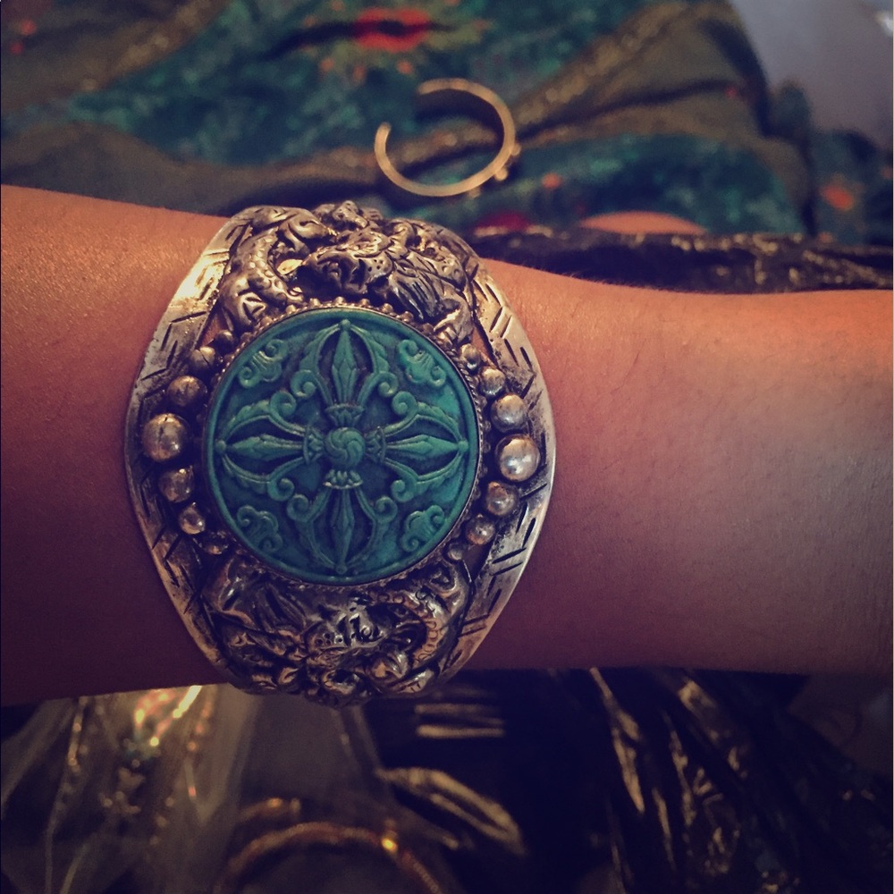 Mystic Tibetan Silver Plated Cuff