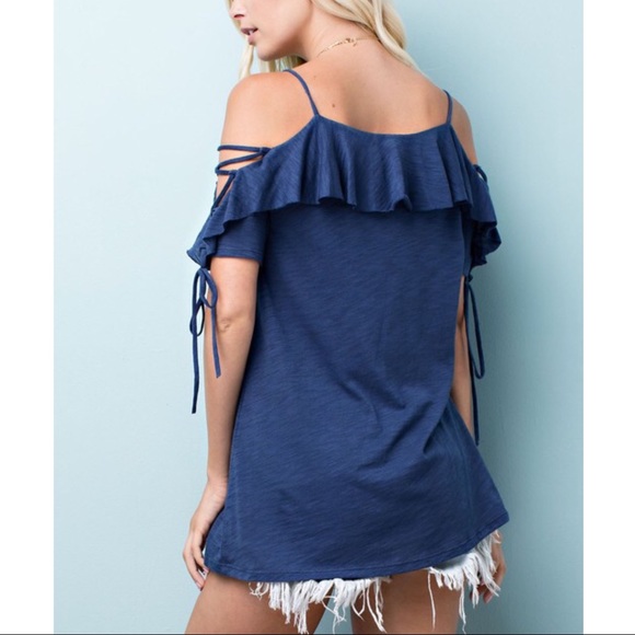 AMANDA off shoulder top - BLUE - Picture 2 of 4