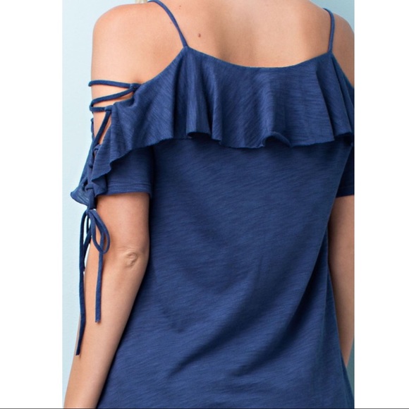AMANDA off shoulder top - BLUE - Picture 4 of 4