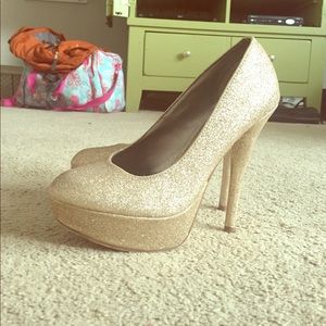 Gold sparkly heels