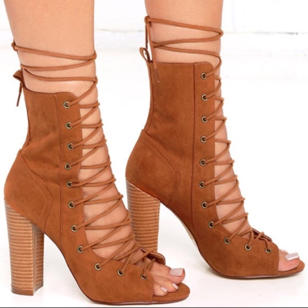 Lulus suede lace up heels